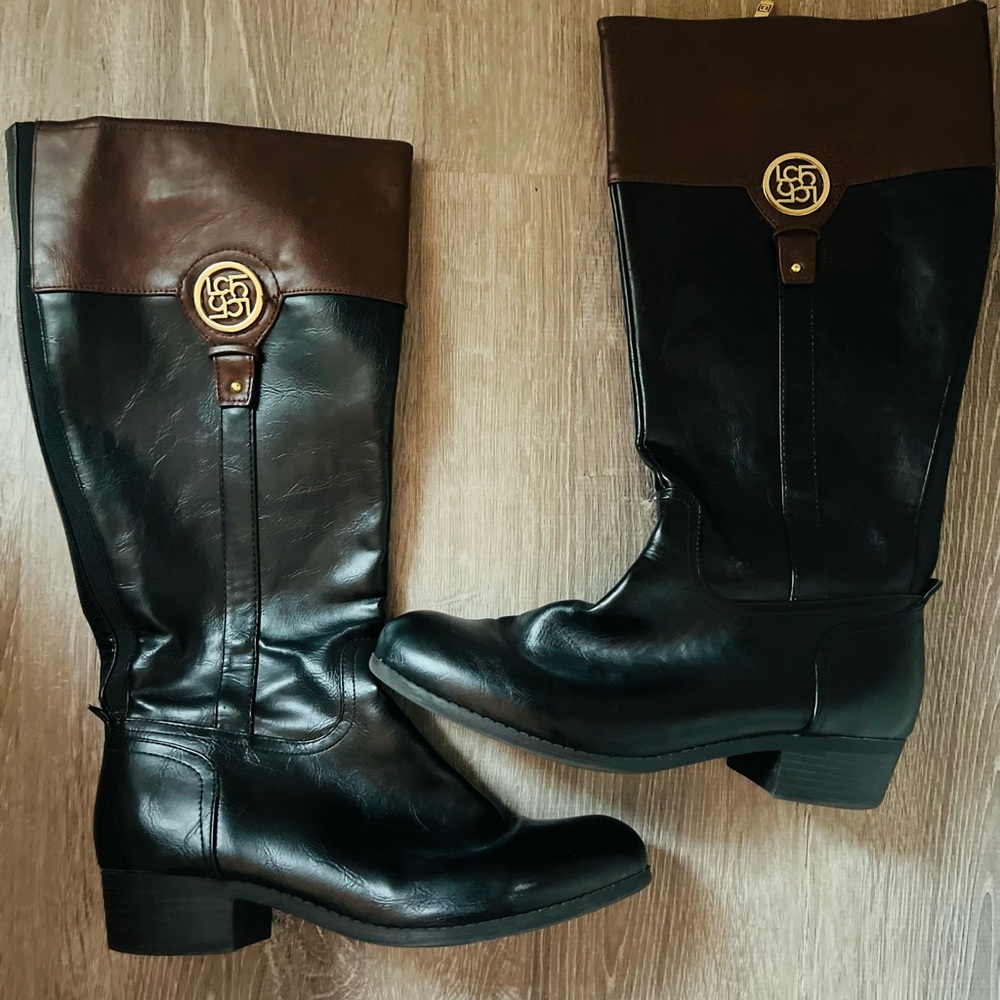 Liz Claiborne Tilia Stacked Heel Riding Boots (size 10 wide calf)
